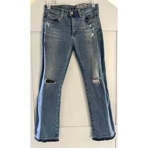 AG Adriano Goldschmied Jodi Crop High Rise Slim Flare Distressed Jeans Size 26